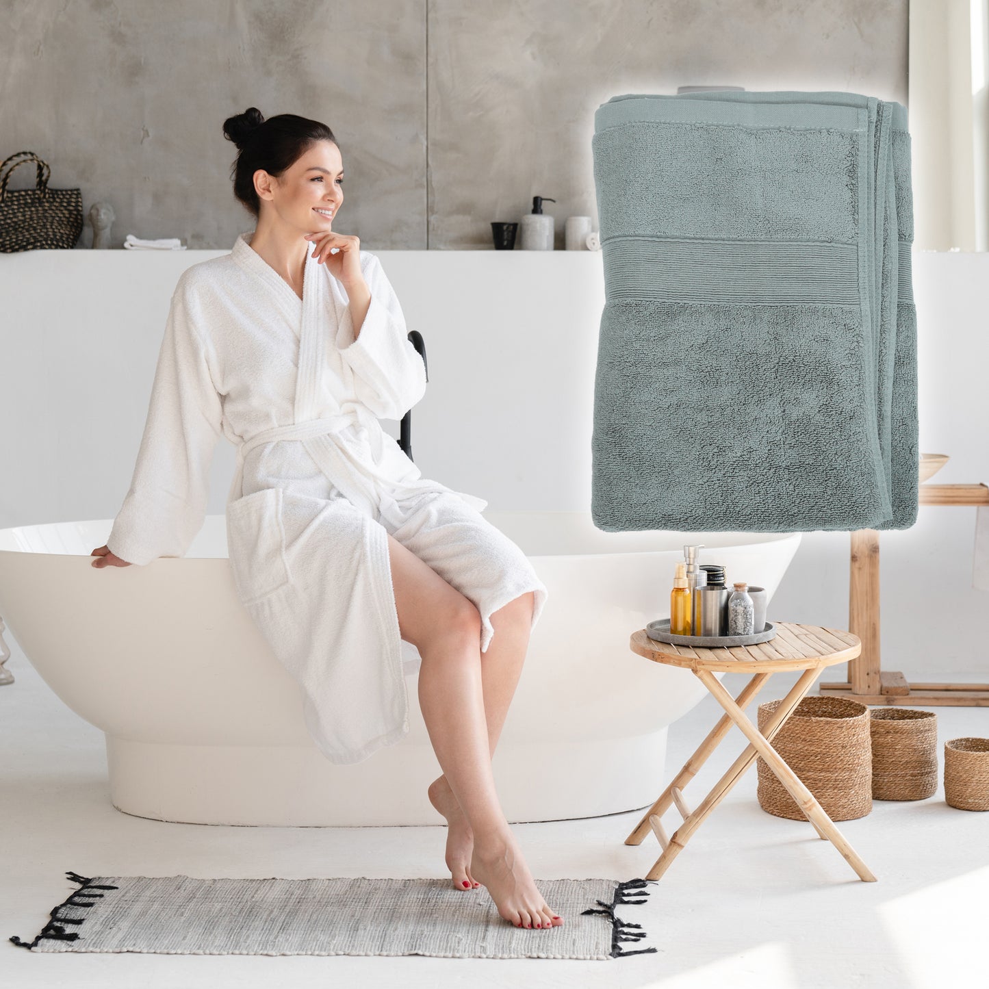 1 Pc Plain Soft Absorbent Cotton Bath Towel, Dark Gray 27.56"x55.12"