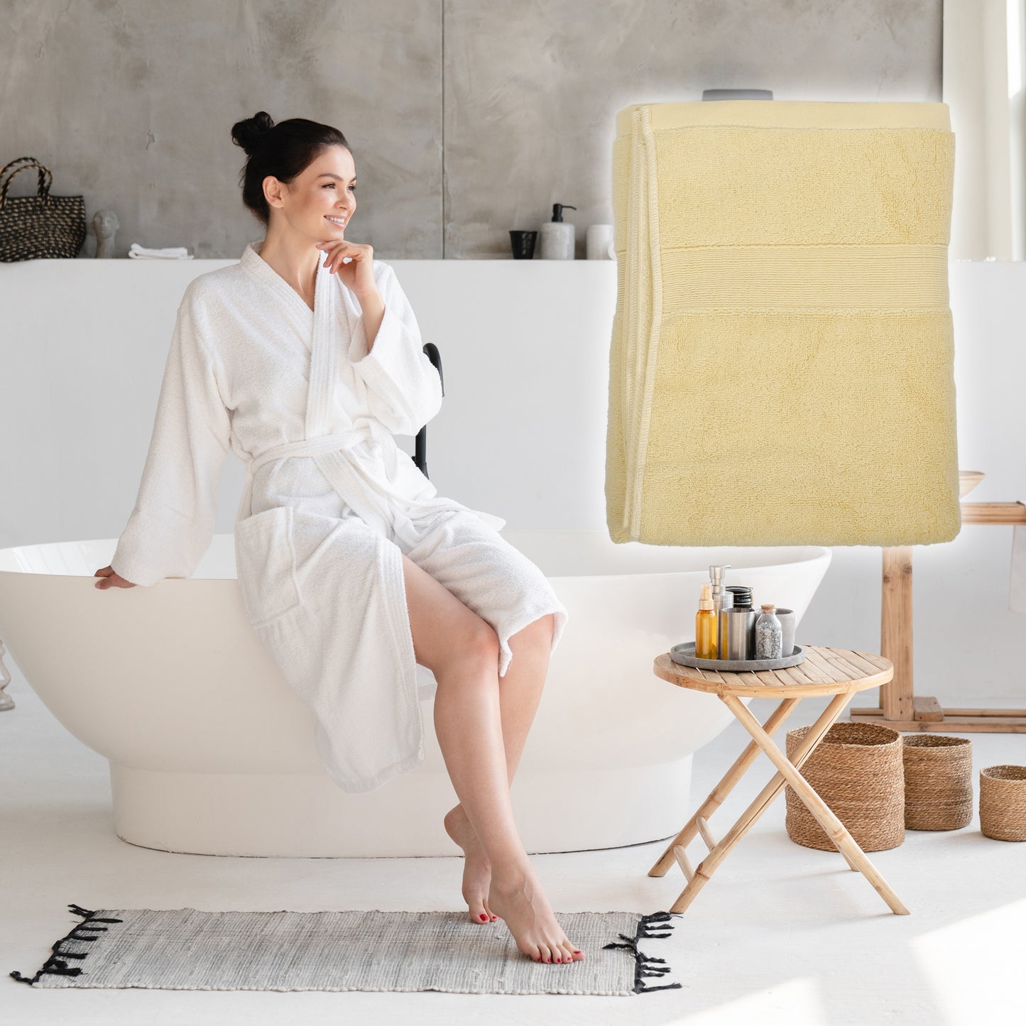 1 Pc Plain Soft Absorbent Cotton Bath Towel, Khaki 27.56"x55.12"