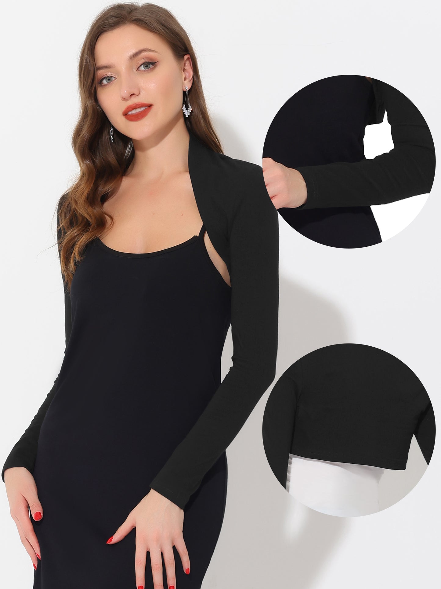 [PACK SALES] Women's 2 Pieces Elegant Solid Color Long Sleeves Bolero Shrug