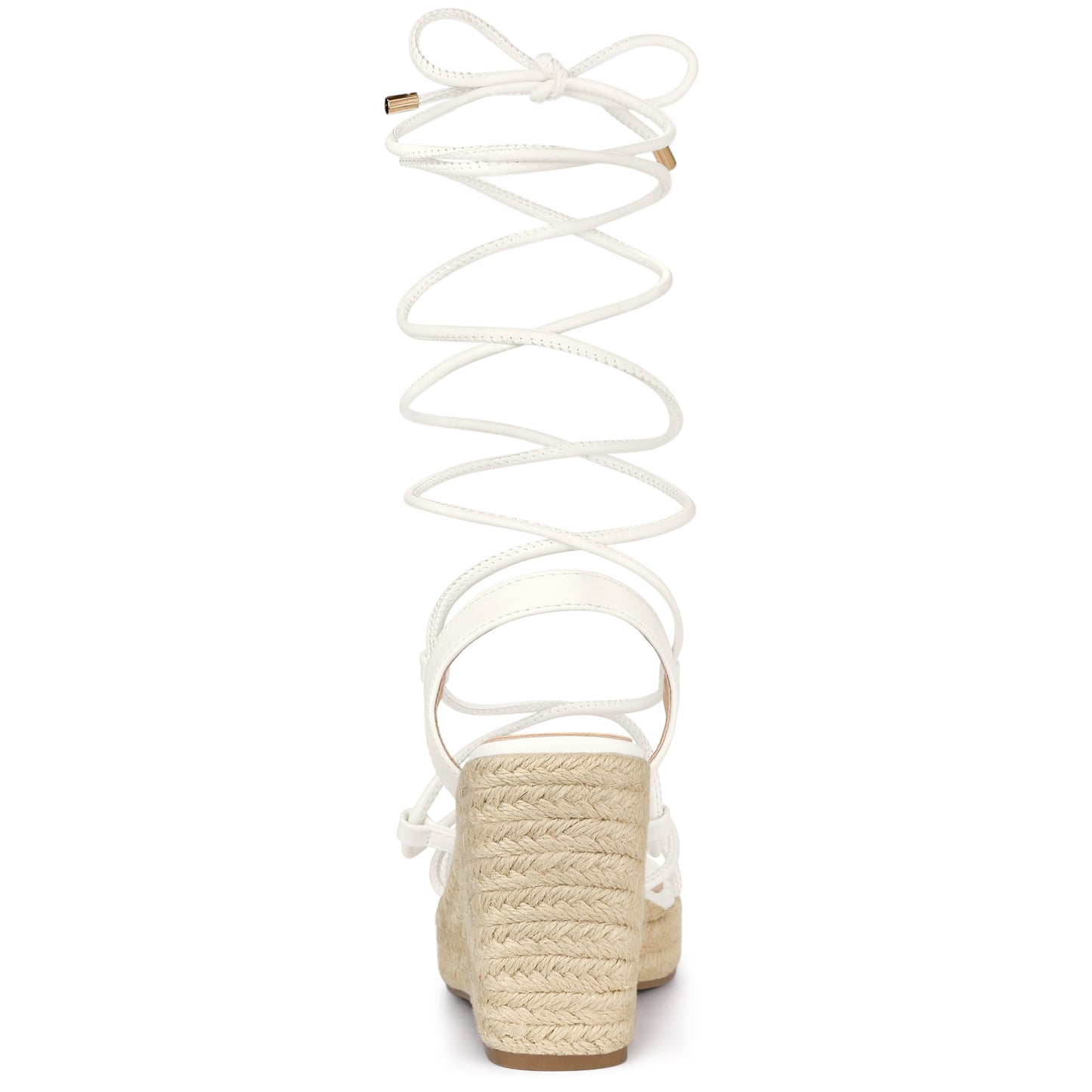 Alpargatas con plataforma, punta cuadrada y cordones para mujer