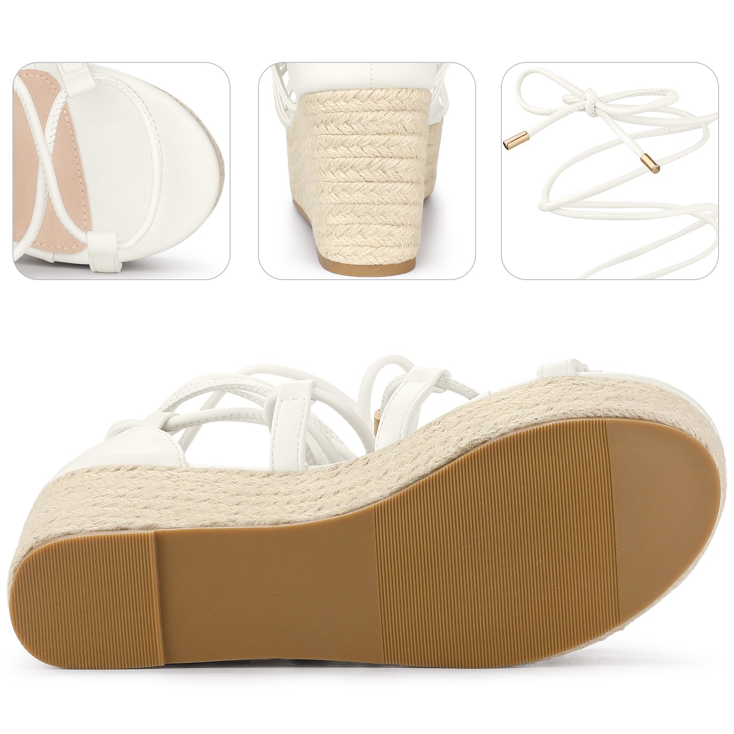 Sandalias de plataforma con tiras y tacón de cuña para mujer