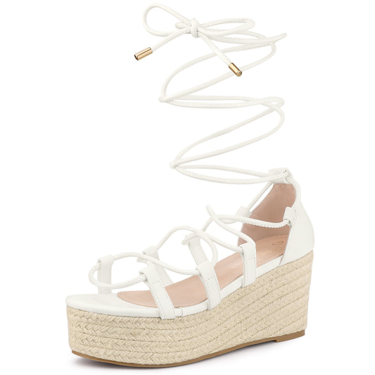 Sandalias de plataforma con tiras y tacón de cuña para mujer