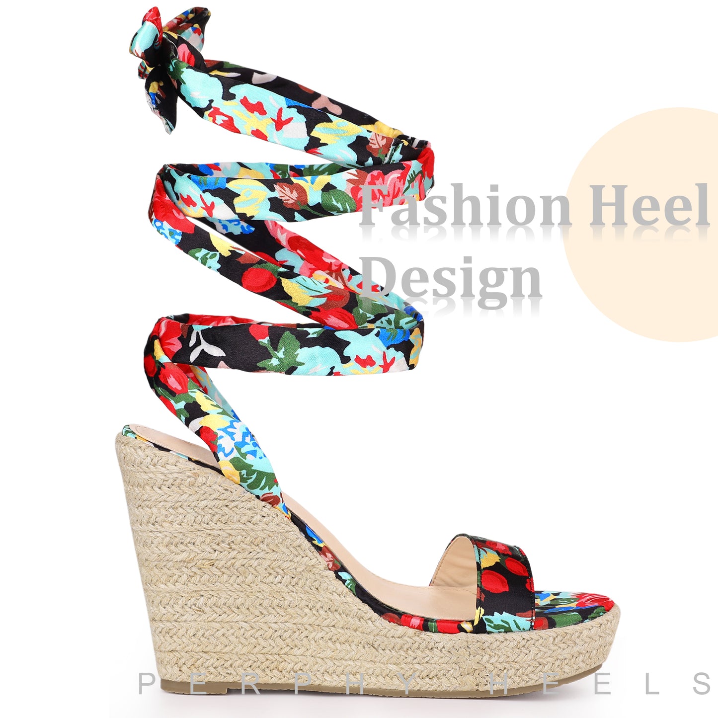 Sandalias de cuña con plataforma y estampado floral para mujer