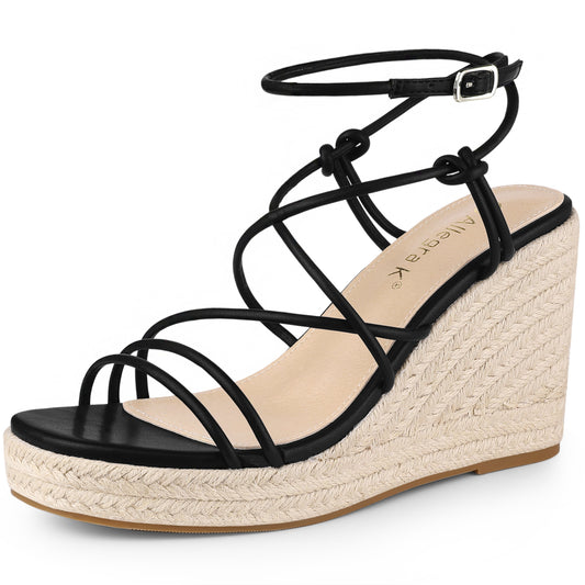 Women's Platform Strappy Wedges Heel Espadrille Wedge Sandals