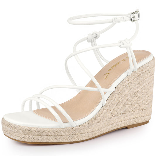 Sandalias de cuña con plataforma y tiras para mujer