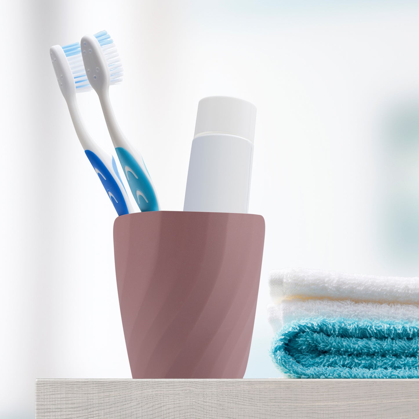 2 Pcs Spiral Pattern Bathroom Tumblers, Toothbrush Cup 380ml Purple, Red