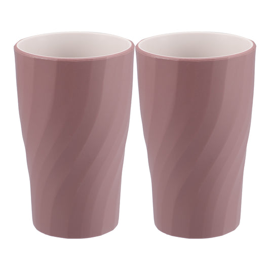 2 Pcs Spiral Pattern Bathroom Tumblers, Toothbrush Cup 380ml Purple, Red