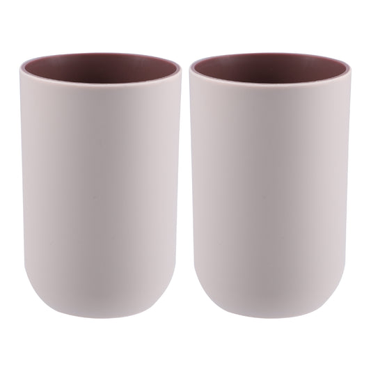 2 Pcs Bathroom Tumblers, Toothbrush Cup, 4.33"x2.76" 350ml Pink