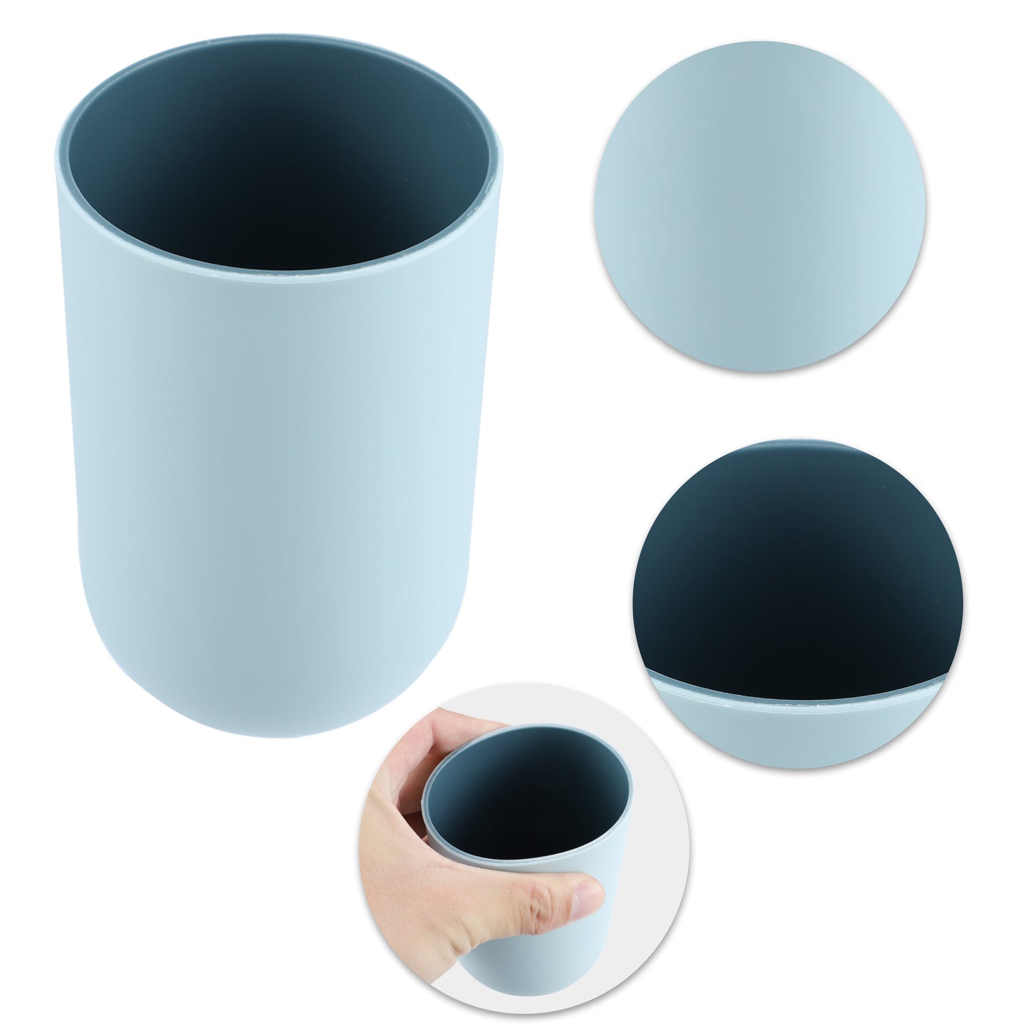 2 Pcs Bathroom Tumblers, Toothbrush Cup, 4.33"x2.76" 350ml Blue, Deep Blue