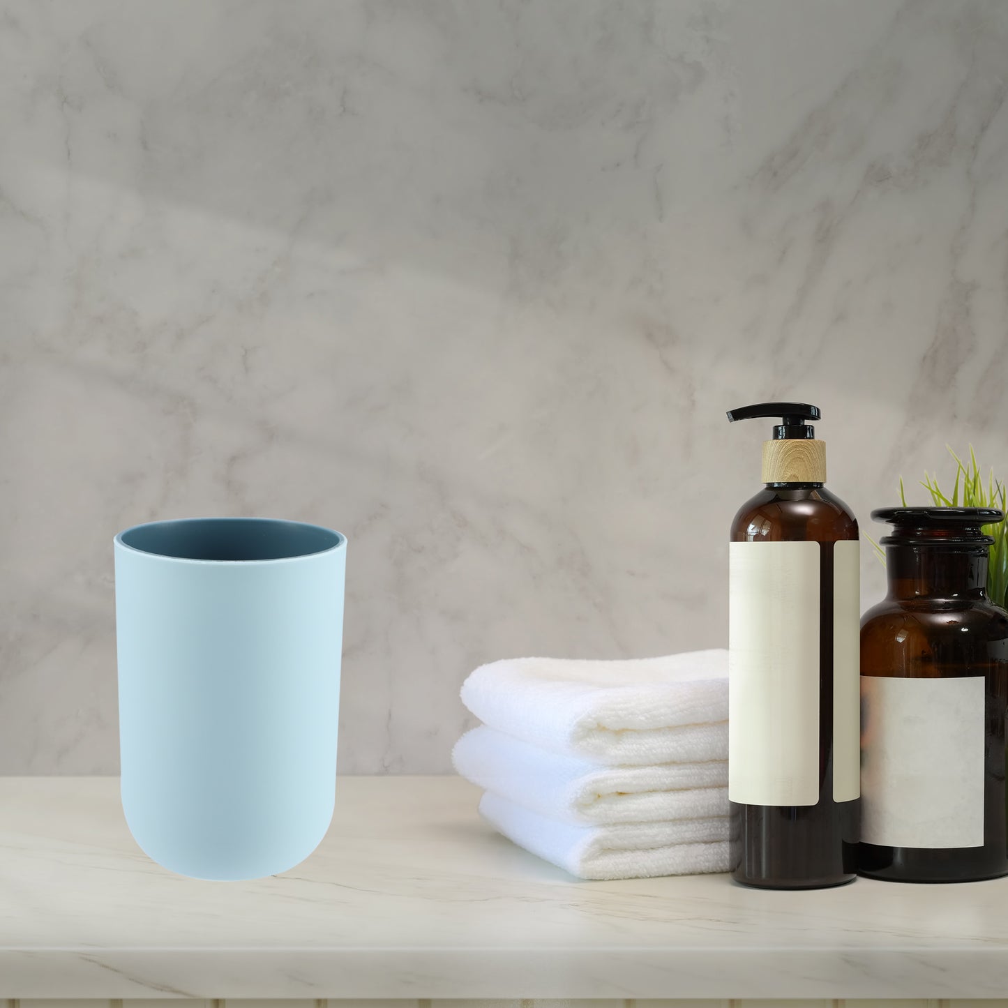 2 Pcs Bathroom Tumblers, Toothbrush Cup, 4.33"x2.76" 350ml Blue, Deep Blue
