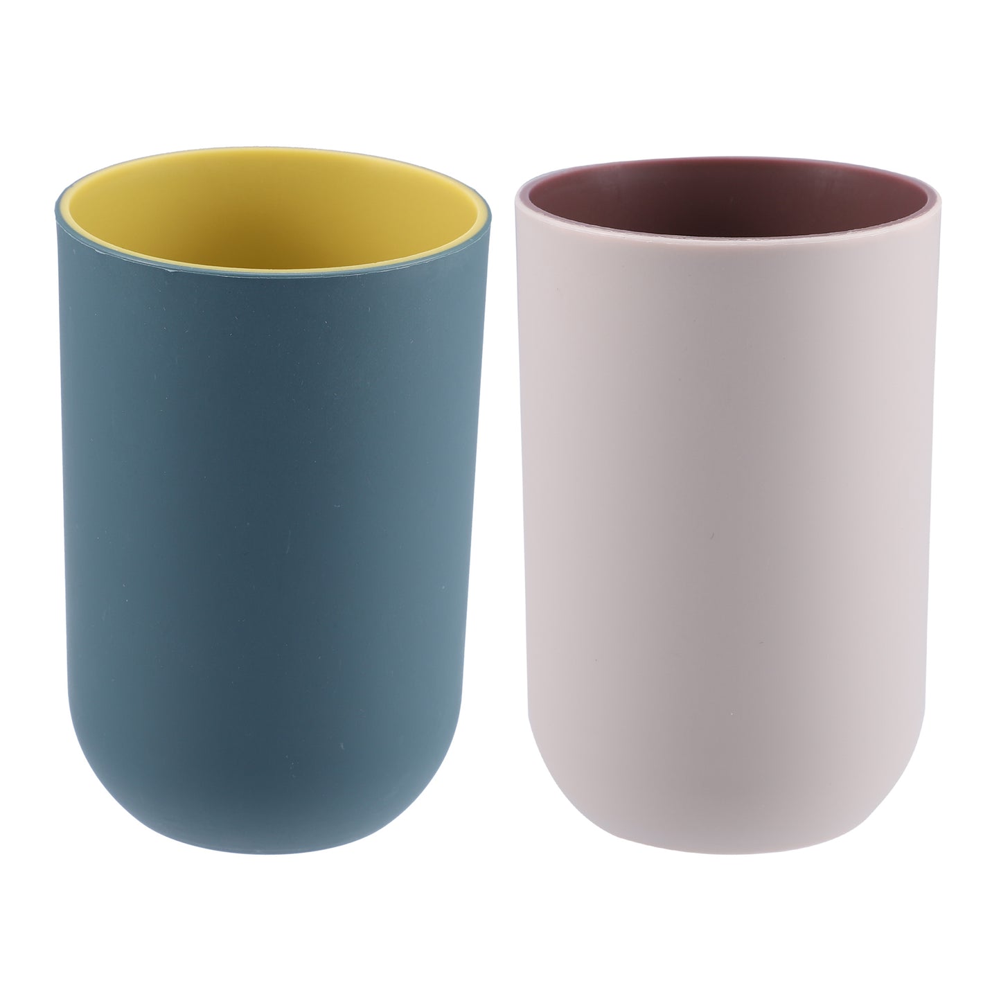 2 Pcs Bathroom Tumblers, Toothbrush Cup, 4.33"x2.76" 350ml Deep Blue, Pink