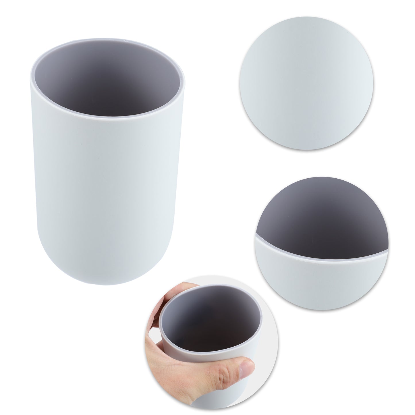 2 Pcs Bathroom Tumblers, Toothbrush Cup, 4.33"x2.76" 350ml Gray, Pink