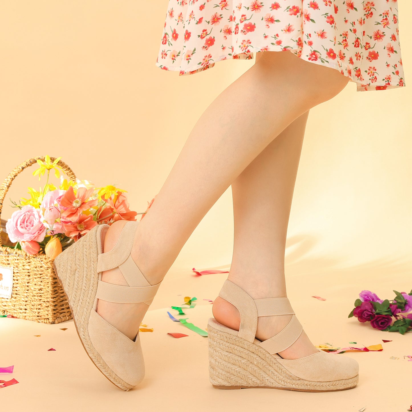 Sandalias de alpargatas con plataforma y punta cerrada para mujer