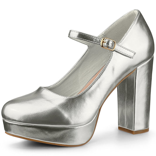 Women Platform Mary Janes Shoes Chunky High Heels Pumps