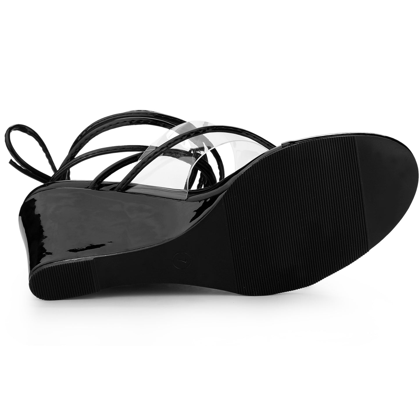 Women's Lace Up Clear Strap Flip Flops Wedge Sandals