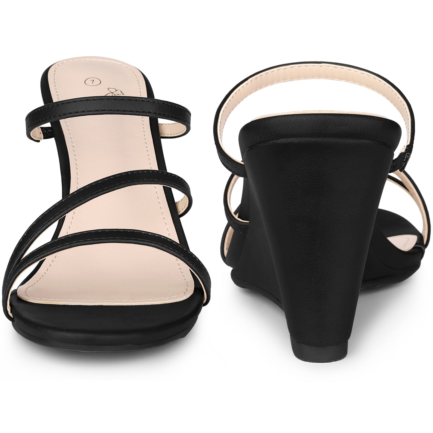 Women Strappy Low Wedges Slip On Wedge Heels Slide Sandals