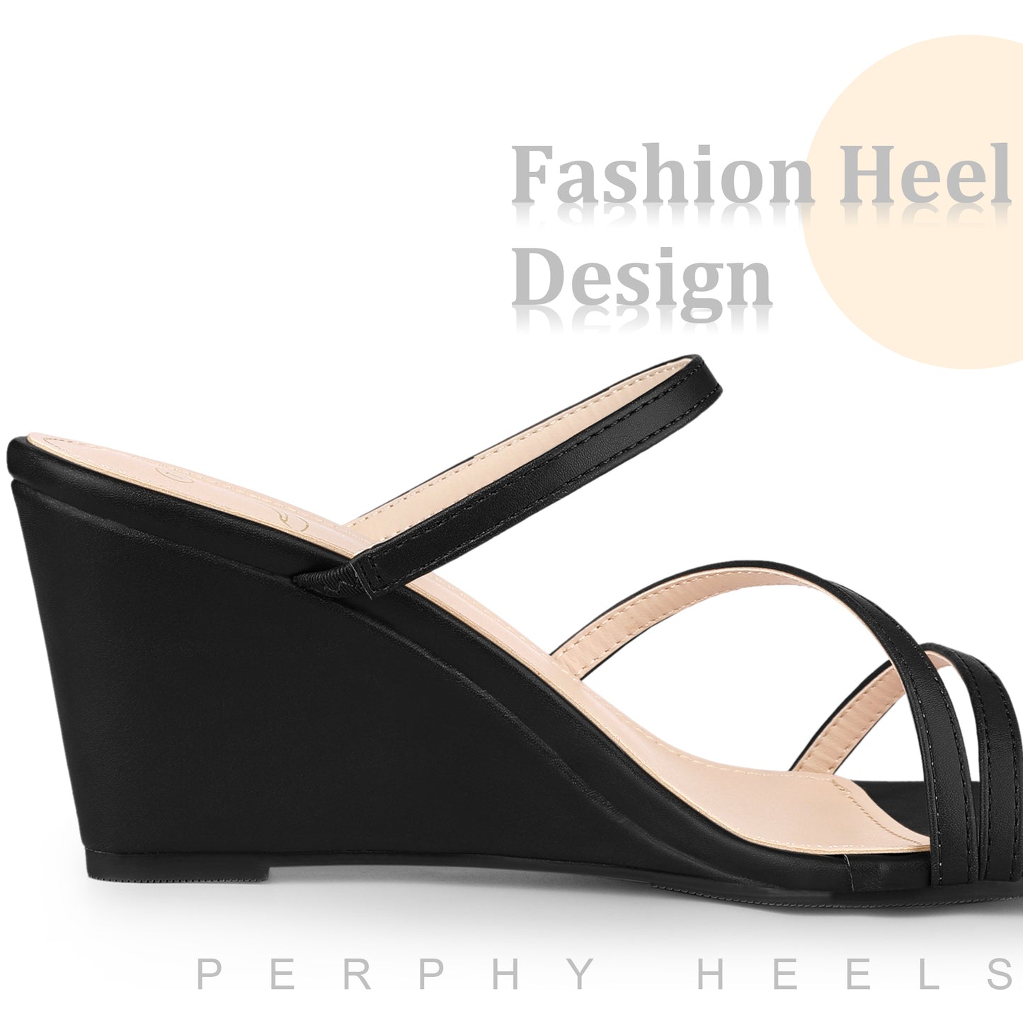 Women Strappy Low Wedges Slip On Wedge Heels Slide Sandals