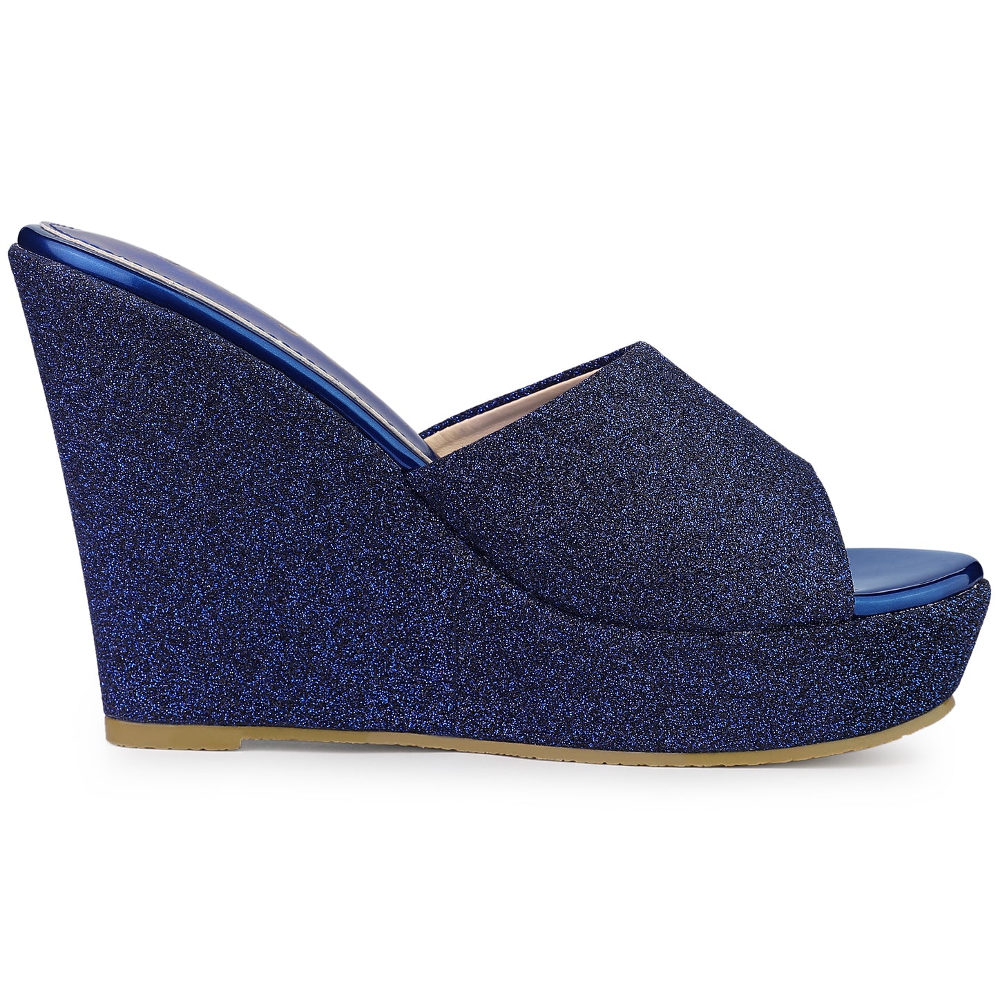 Women's Glitter Platform Slip On Wedge Heels Sandals