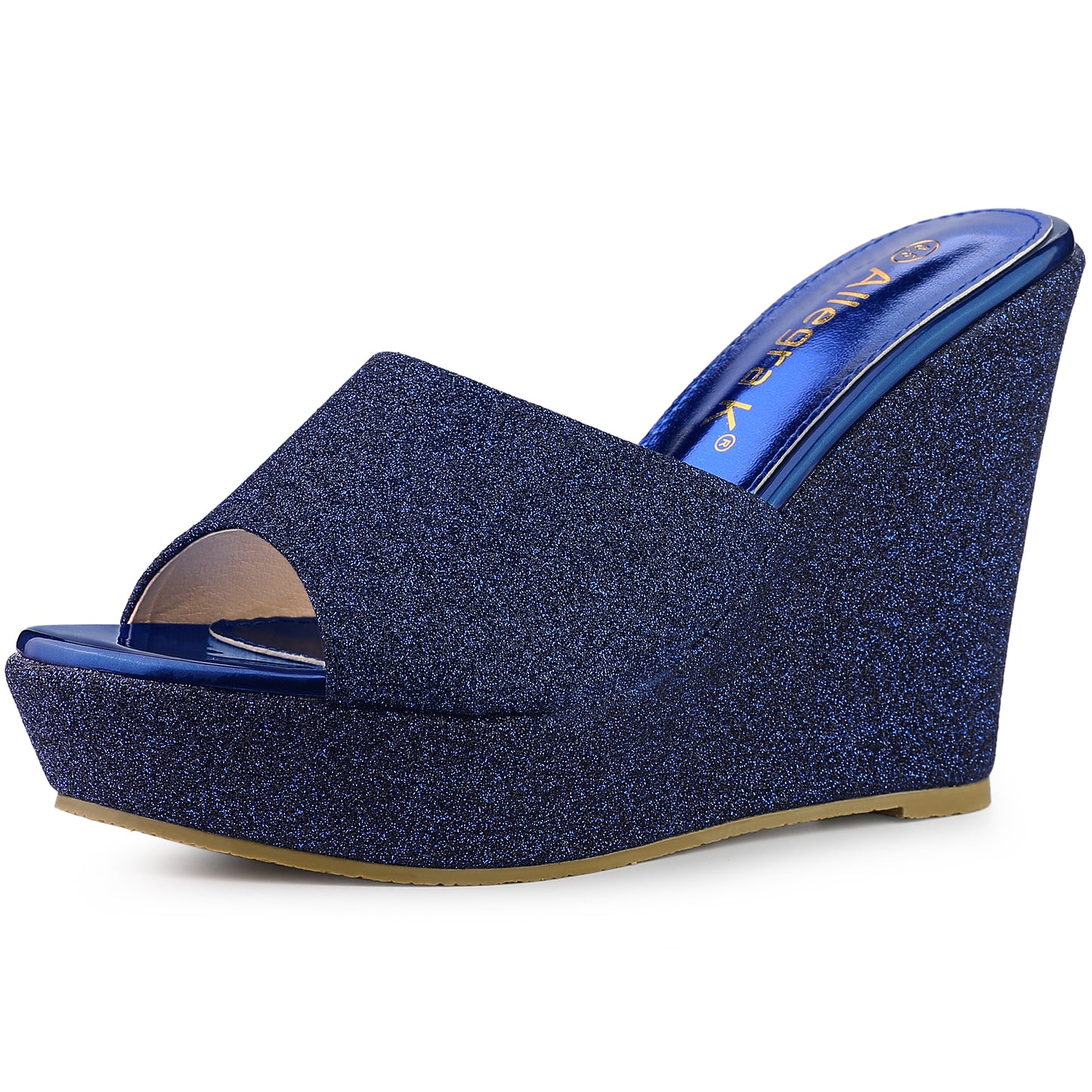 Women's Glitter Platform Slip On Wedge Heels Sandals