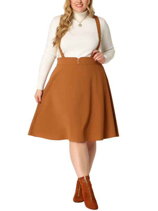 Falda larga de talla grande para mujer, con tirantes, informal, corta y con tiras desmontables