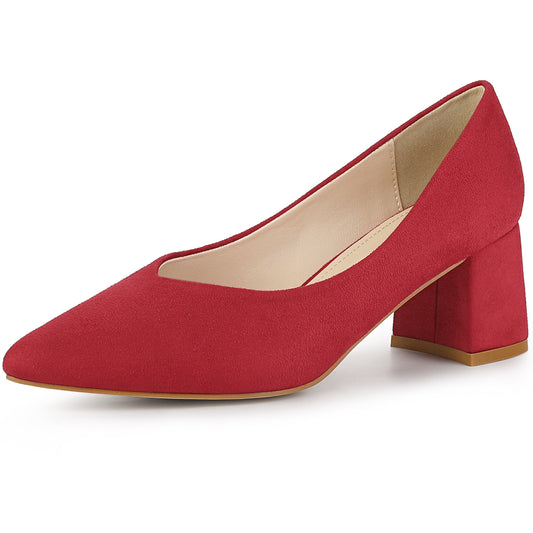 Zapatos de tacón bajo con punta puntiaguda y tacón grueso para mujer