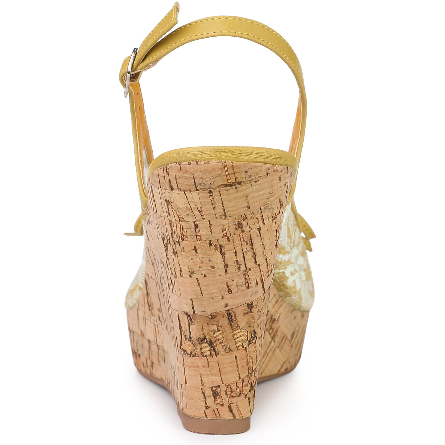 Women's Platform Heels Bow Lace Wedge Mustard Sandals