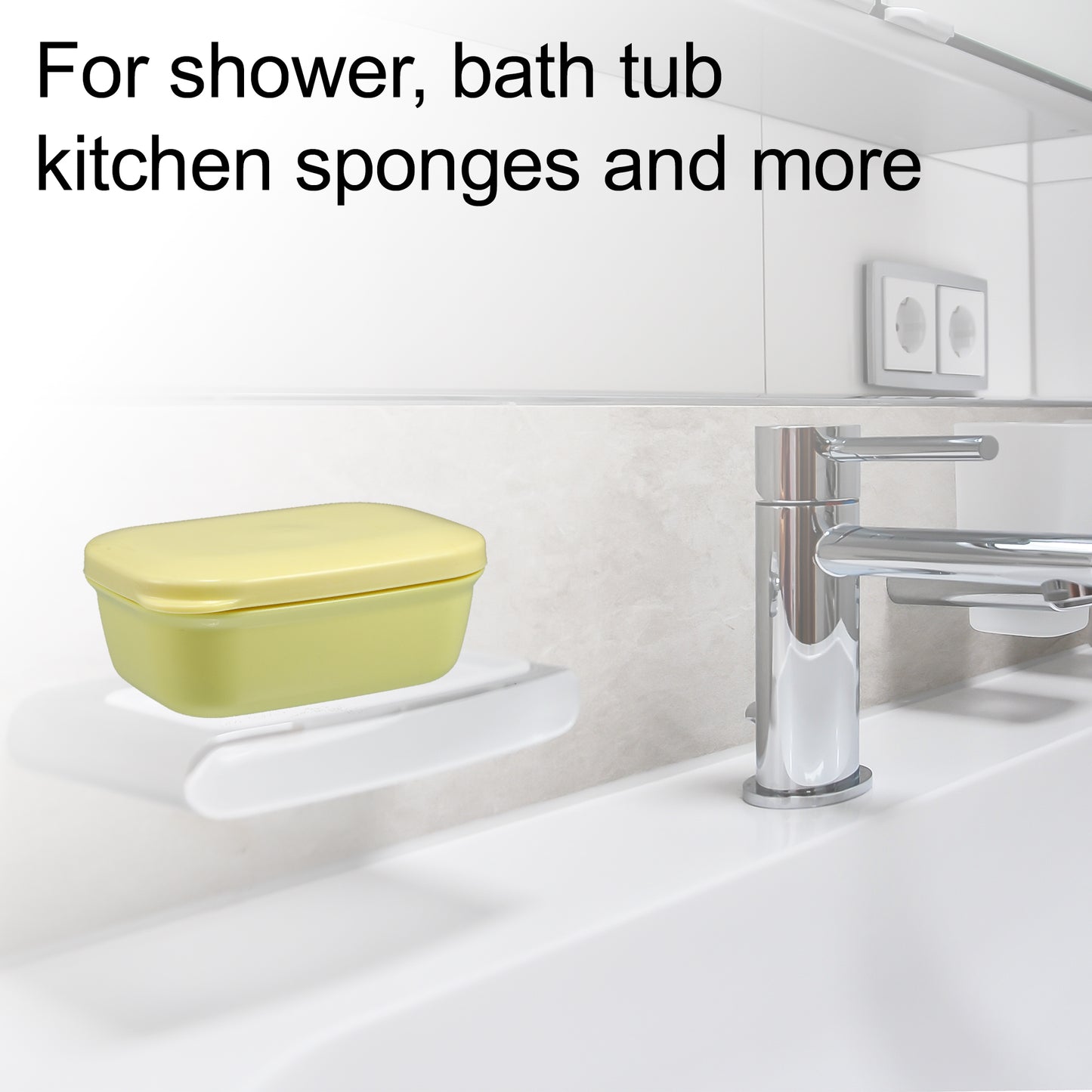 Plastic Soap Dish Soap Storage Box for Home Bathroom Kitchen Yellow