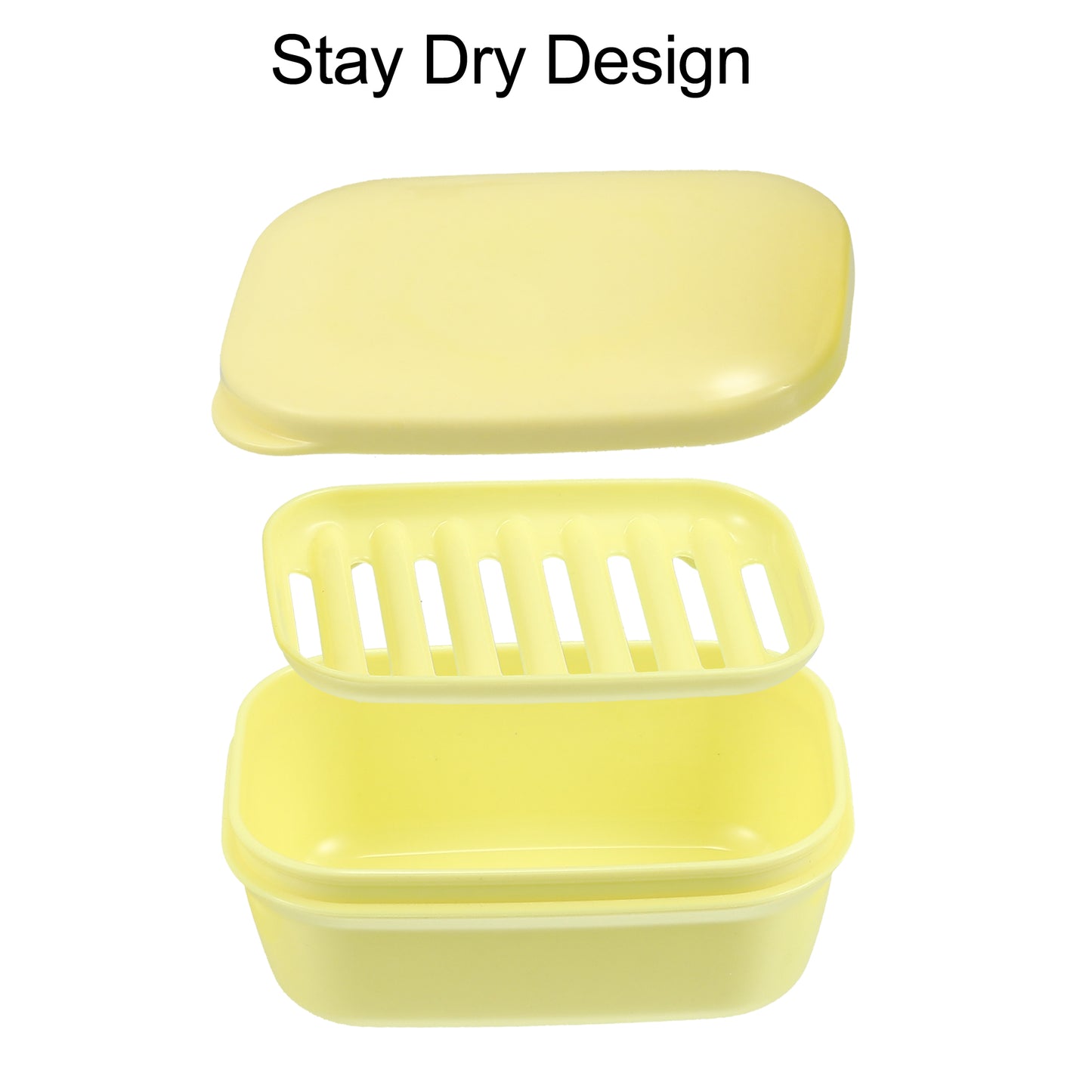 Plastic Soap Dish Soap Storage Box for Home Bathroom Kitchen Yellow