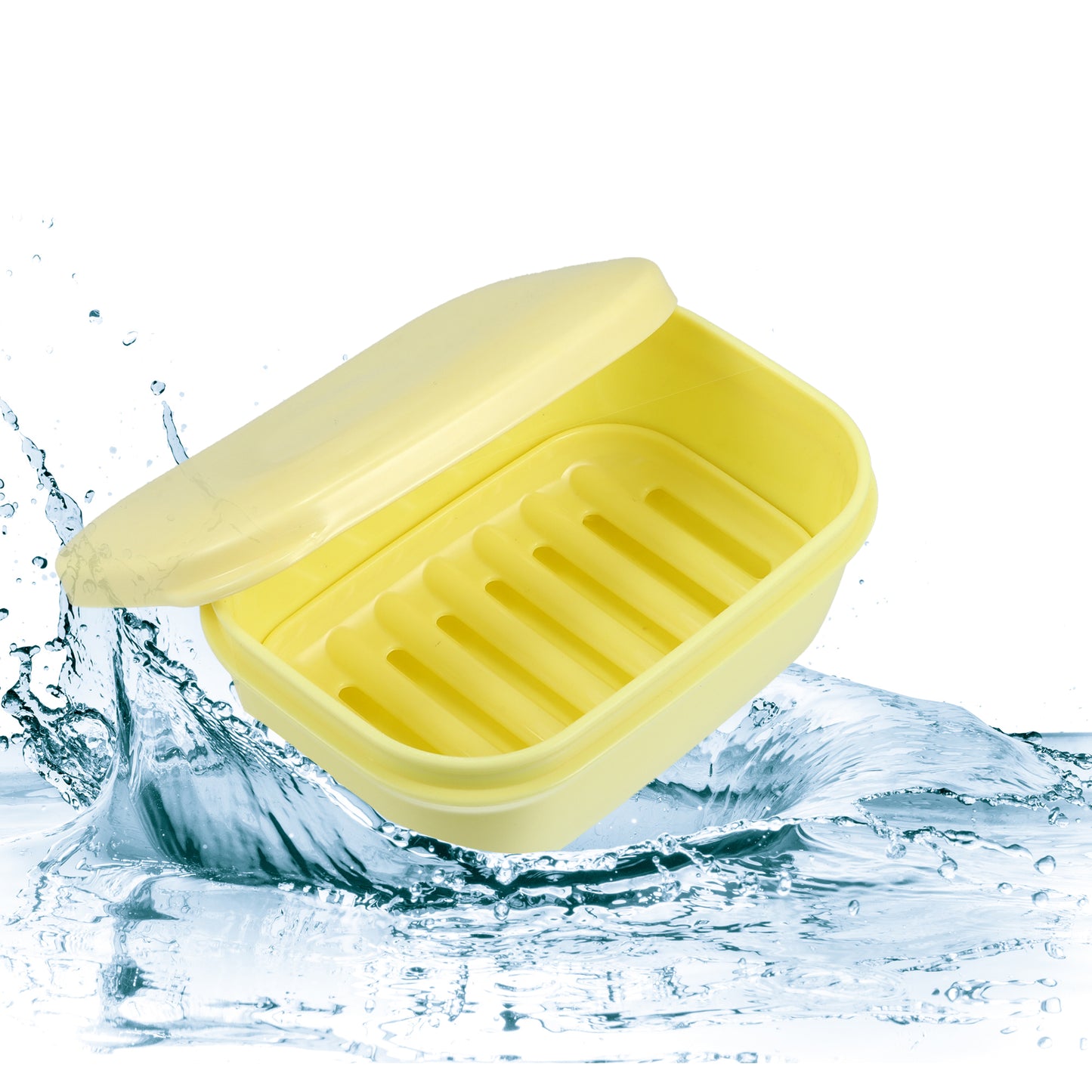 Plastic Soap Dish Soap Storage Box for Home Bathroom Kitchen Yellow