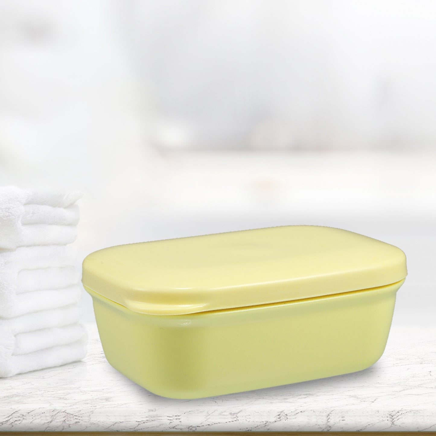 Plastic Soap Dish Soap Storage Box for Home Bathroom Kitchen Yellow