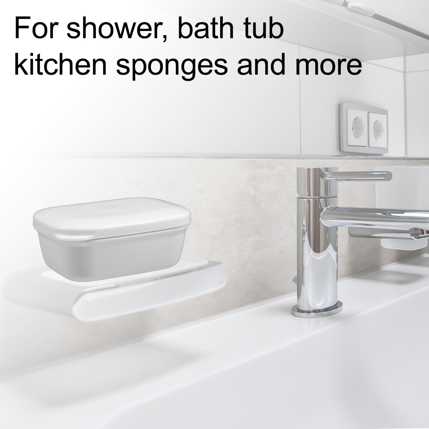 Plastic Soap Dish Soap Storage Box for Home Bathroom Kitchen White