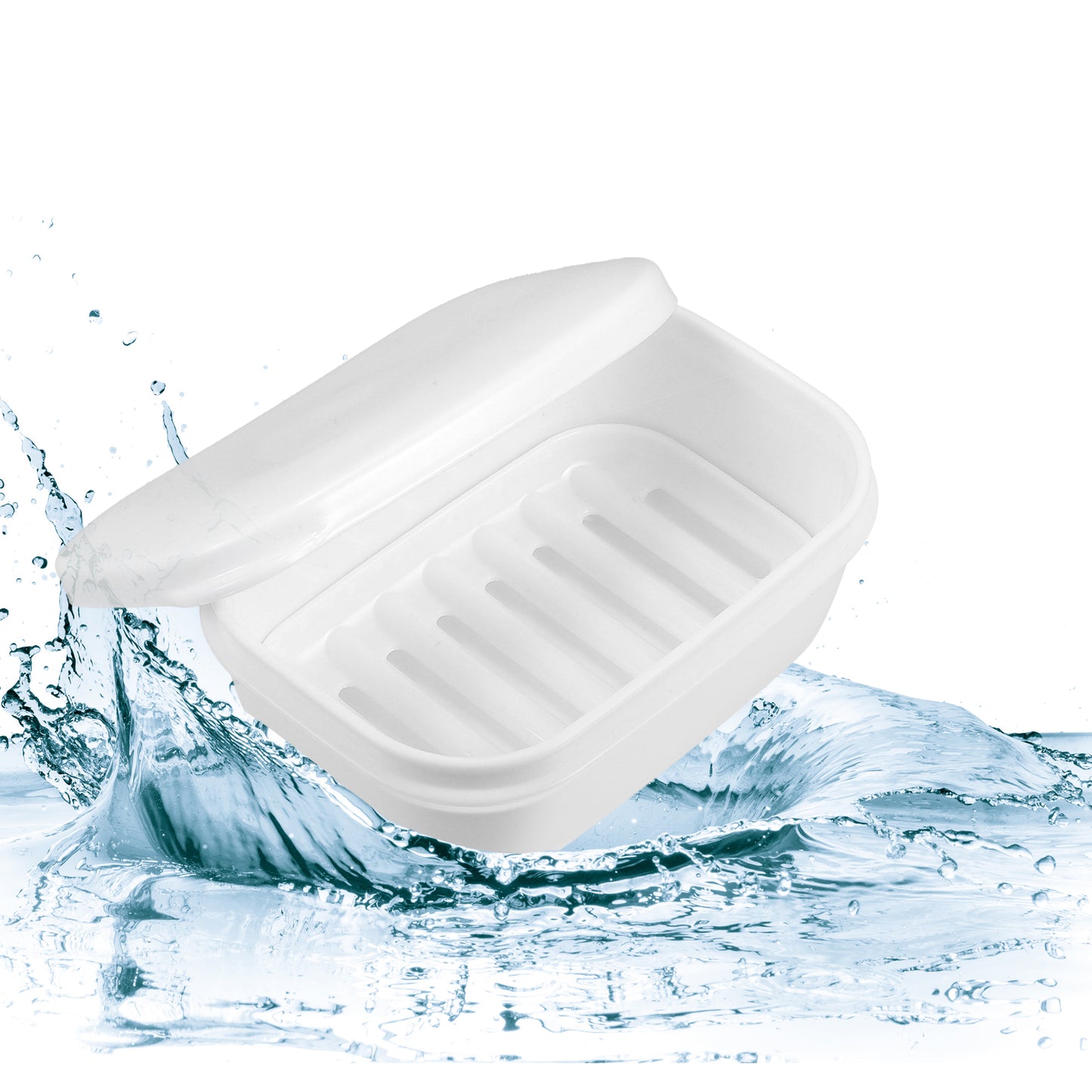 Plastic Soap Dish Soap Storage Box for Home Bathroom Kitchen White