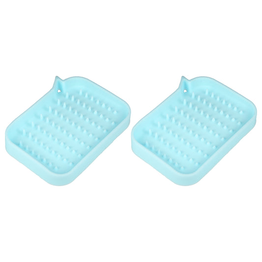 Silicone Soap Dish, Keep Soap Dry Cleaning Storage, 2 Pcs Blue