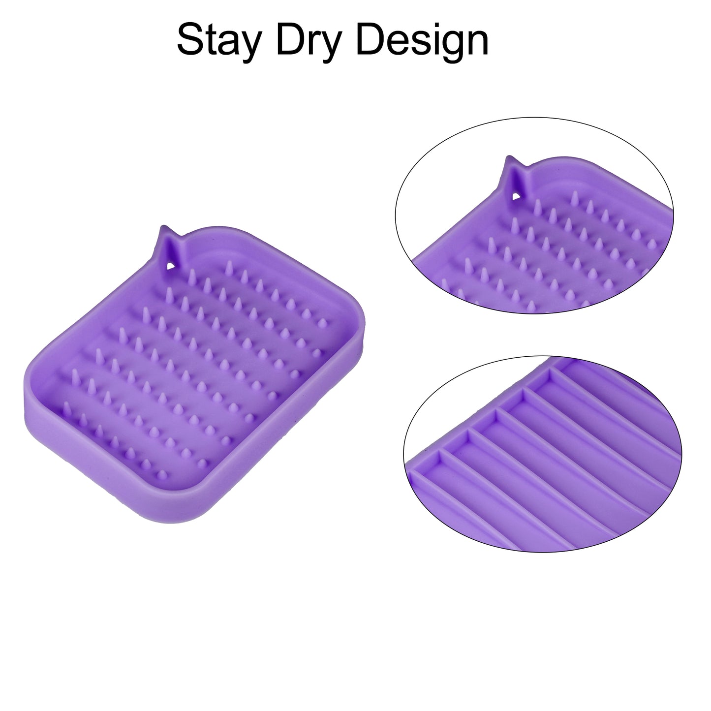 Jabonera de silicona, para guardar jabón en seco y limpiar, 2 unidades, color morado