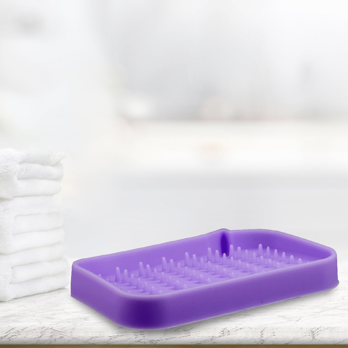 Jabonera de silicona, para guardar jabón en seco y limpiar, 2 unidades, color morado