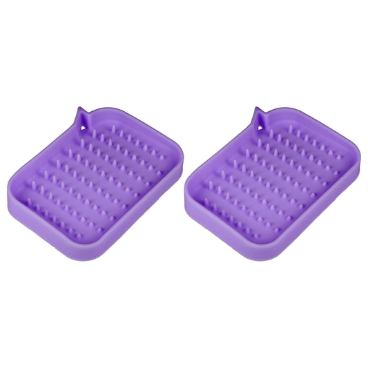 Jabonera de silicona, para guardar jabón en seco y limpiar, 2 unidades, color morado