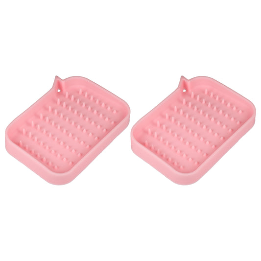 Jabonera de silicona, para guardar jabón en seco y limpiar, 2 unidades, color rosa