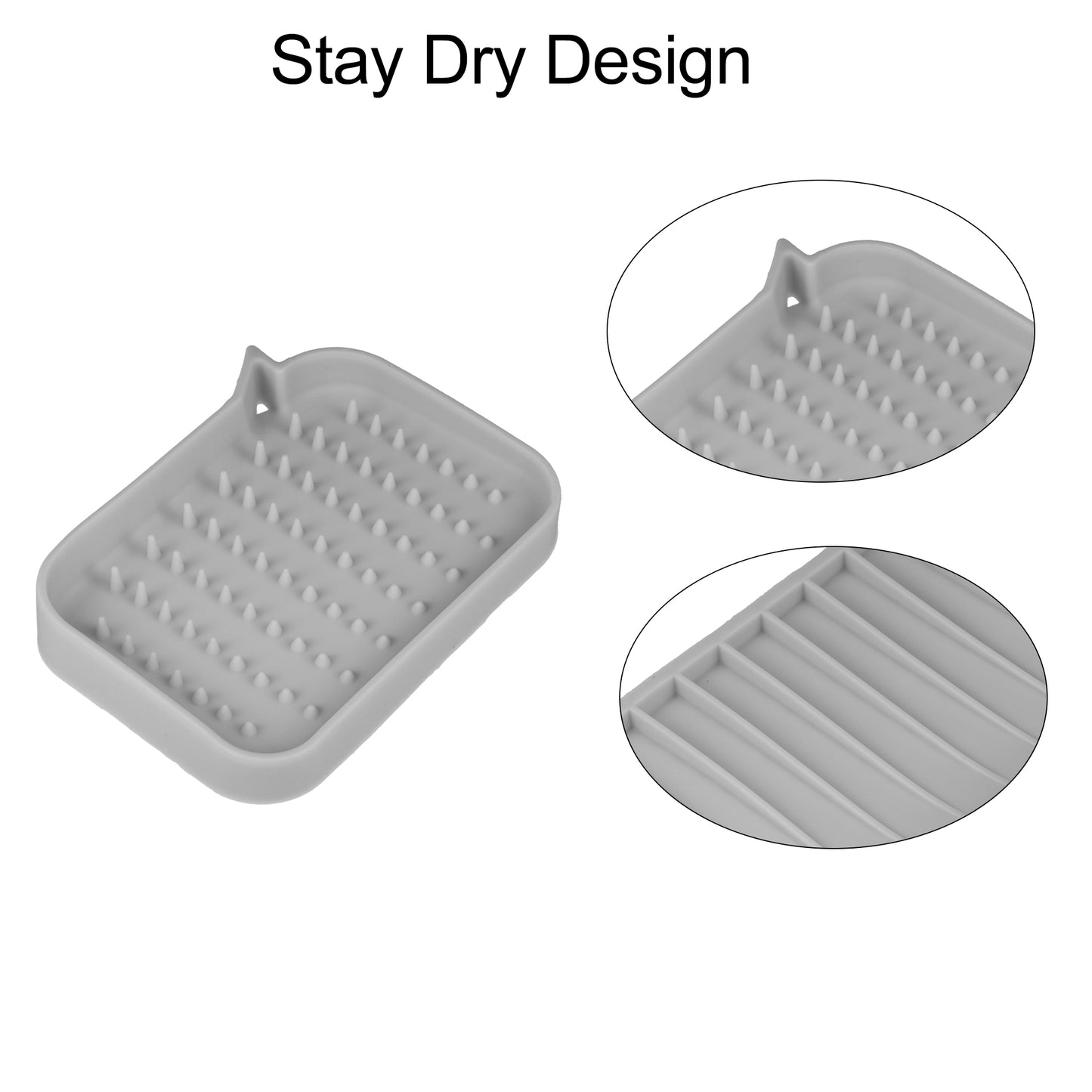 Silicone Soap Dish, Keep Soap Dry Cleaning Storage, 2 Pcs Gray