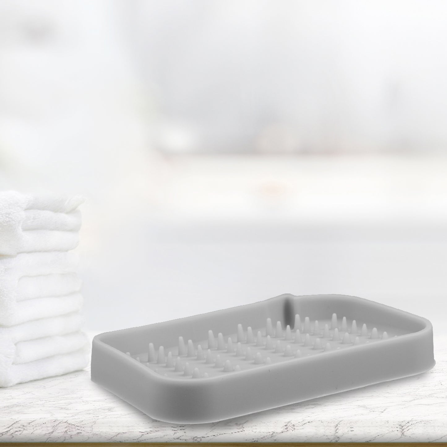 Silicone Soap Dish, Keep Soap Dry Cleaning Storage, 2 Pcs Gray