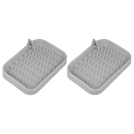 Jabonera de silicona, para guardar jabón en seco y limpiar, 2 unidades, color gris