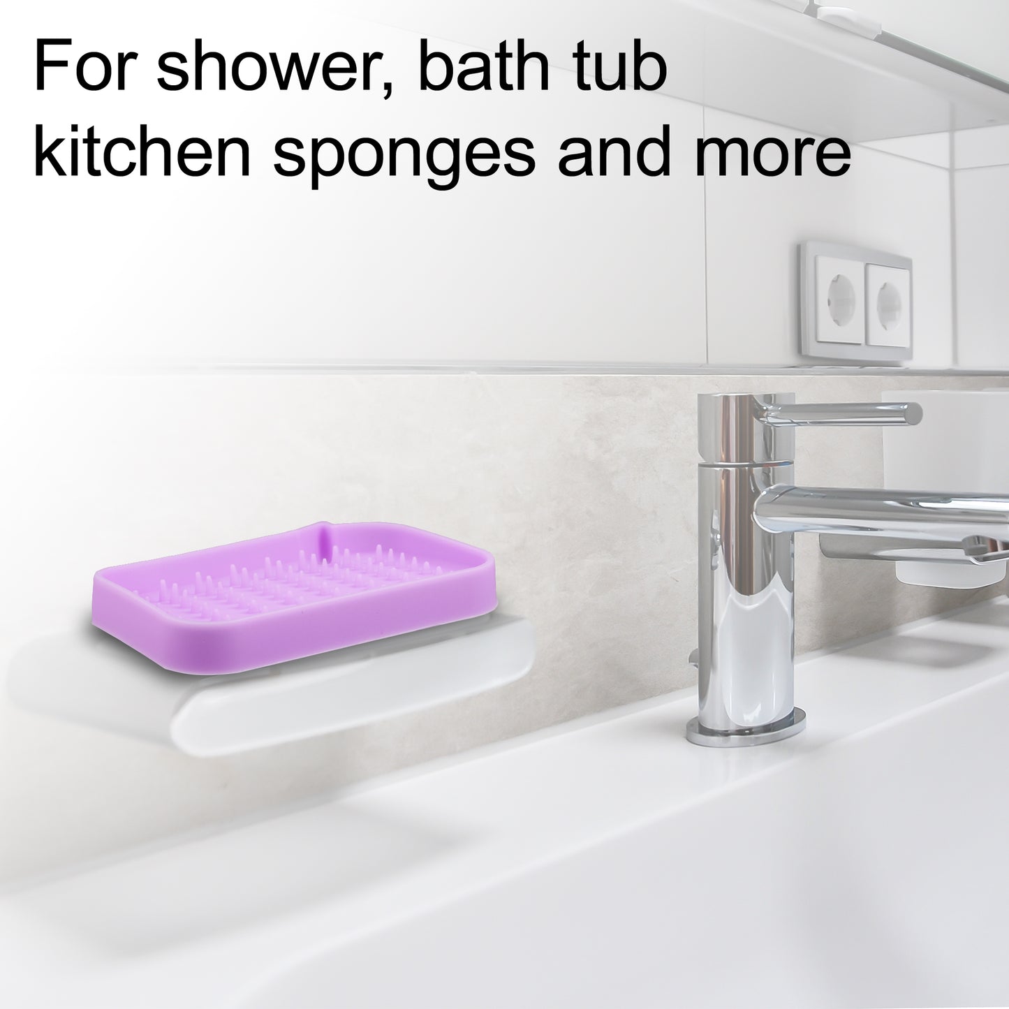Silicone Soap Dish, Keep Soap Dry Cleaning Storage, 2 Pcs Gray Purple