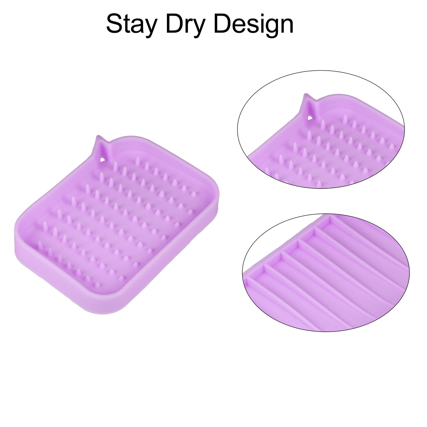 Silicone Soap Dish, Keep Soap Dry Cleaning Storage, 2 Pcs Gray Purple