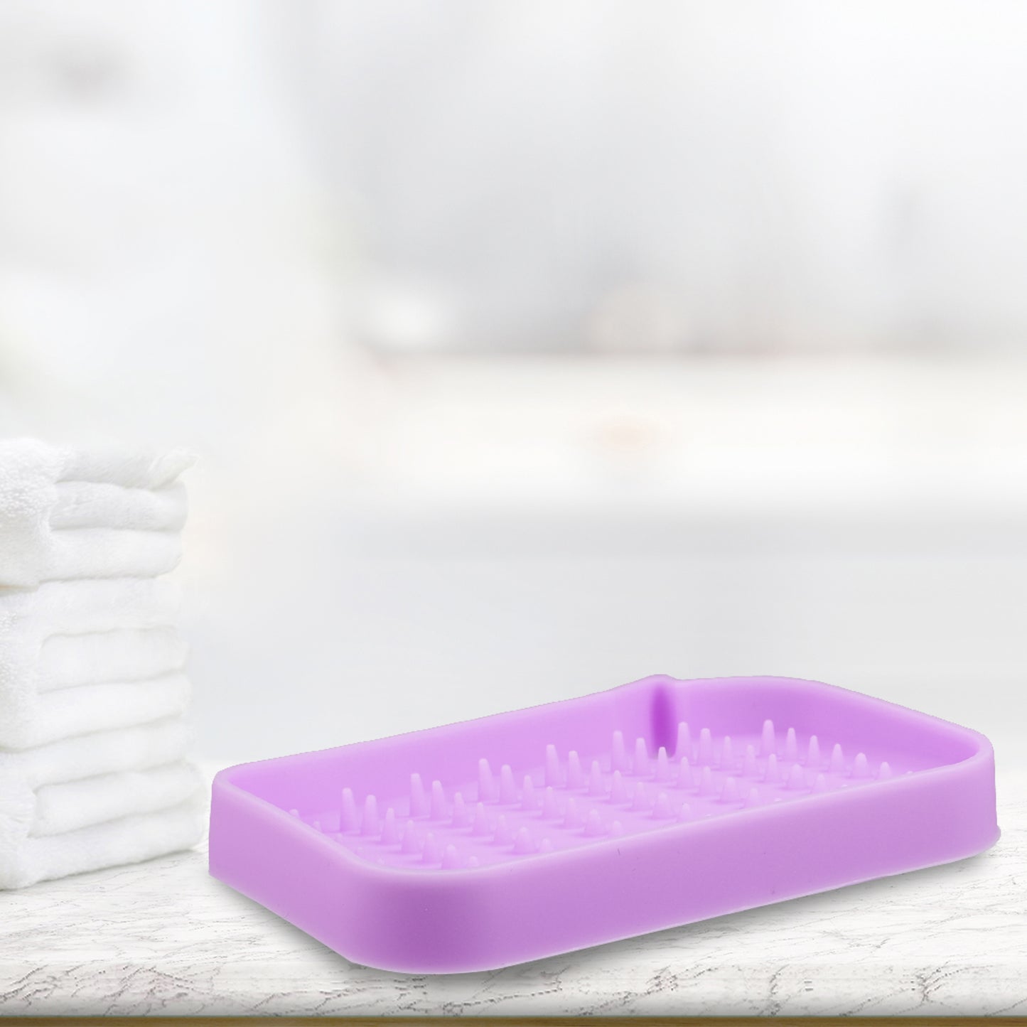 Silicone Soap Dish, Keep Soap Dry Cleaning Storage, 2 Pcs Gray Purple