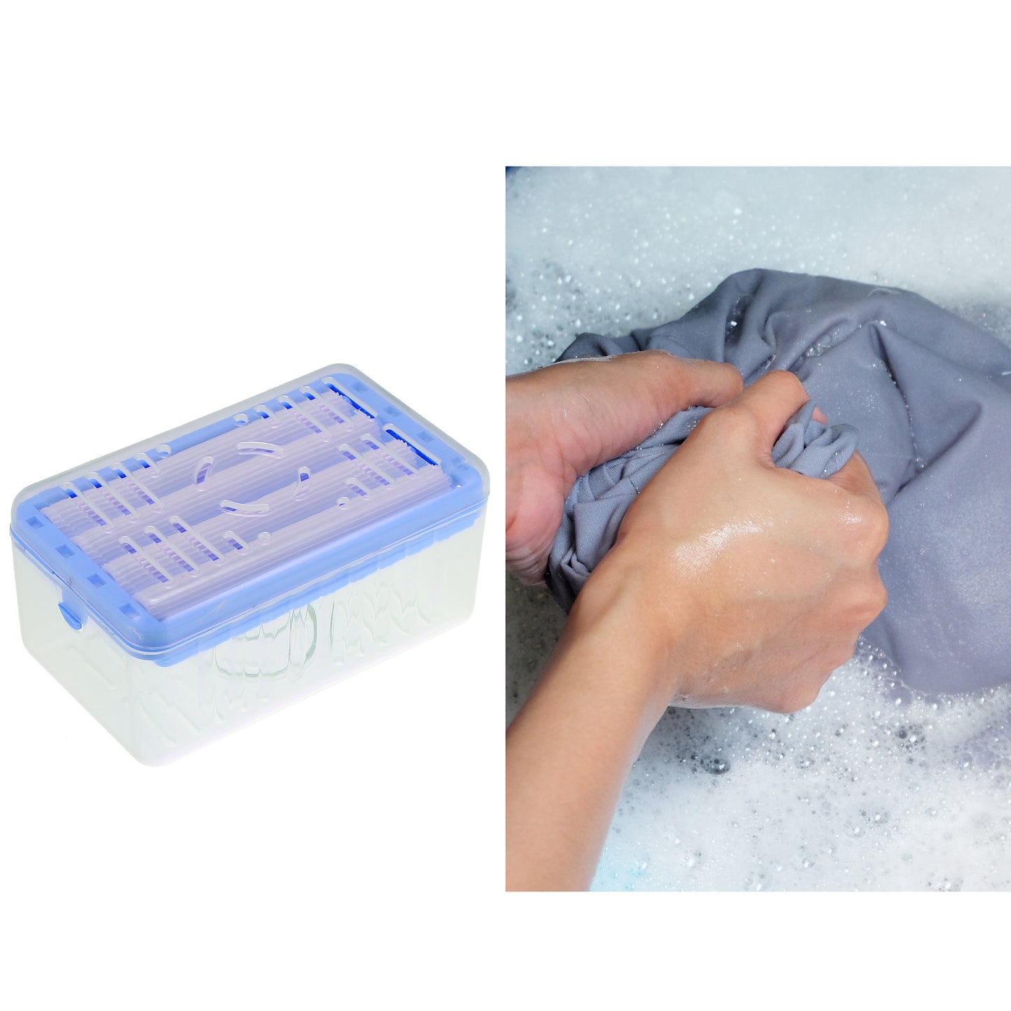 Multifunctional Soap Dish with Drain Soap Cleaning Storage Blue