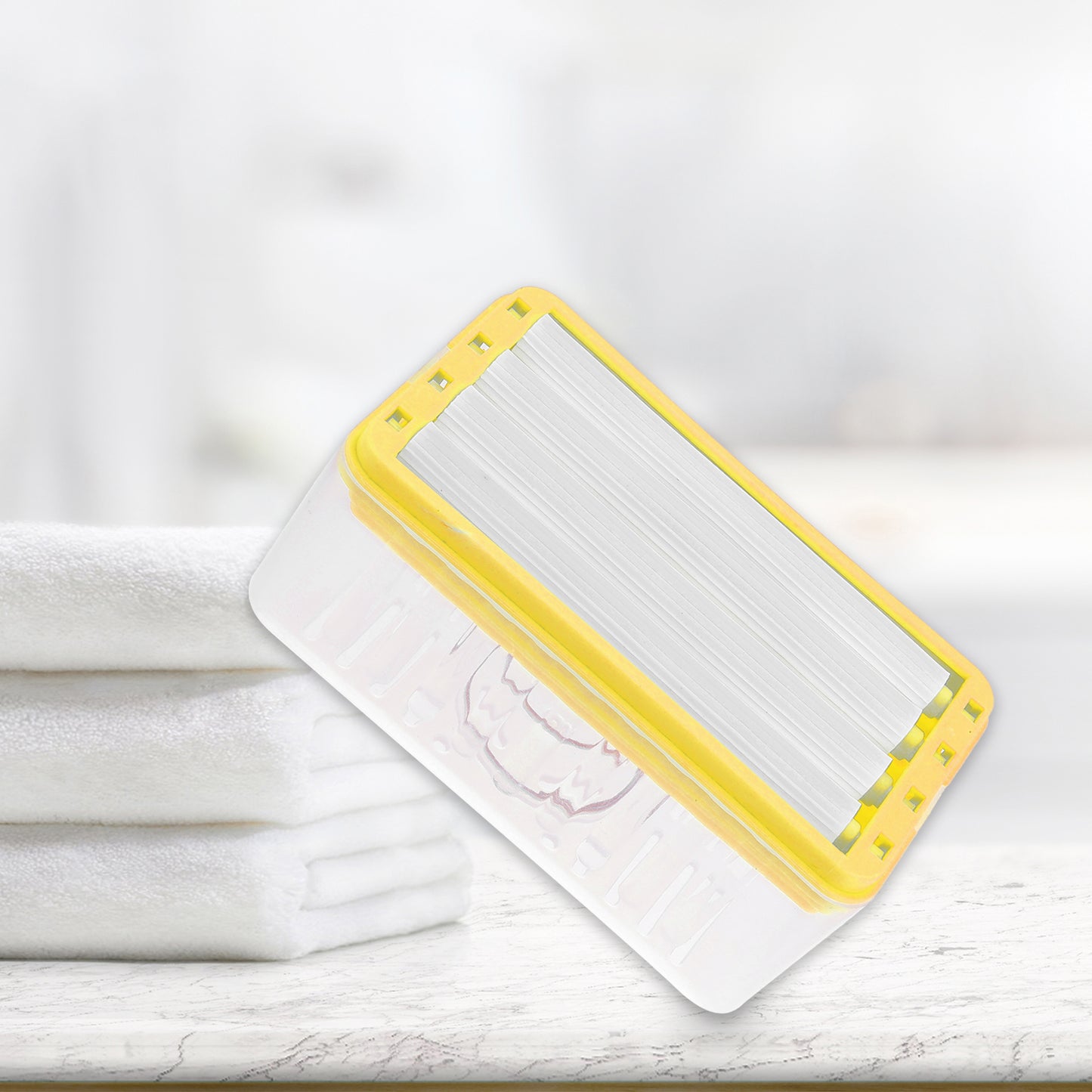 Multifunctional Soap Dish with Drain Soap Cleaning Storage Yellow