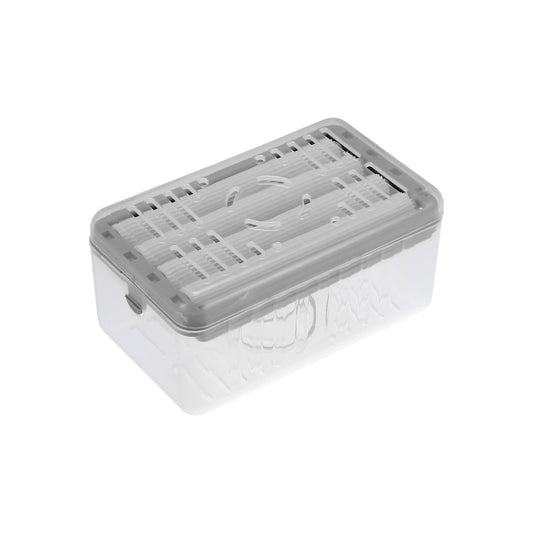Jabonera multifuncional con desagüe para jabón, color gris