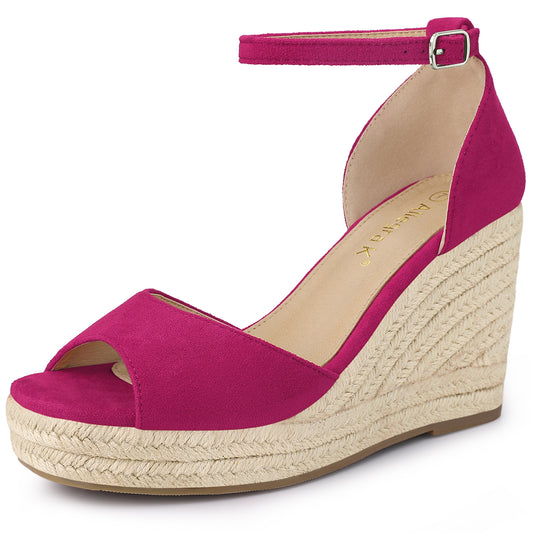 Sandalias de plataforma con tiras en el tobillo y tacón de cuña para mujer
