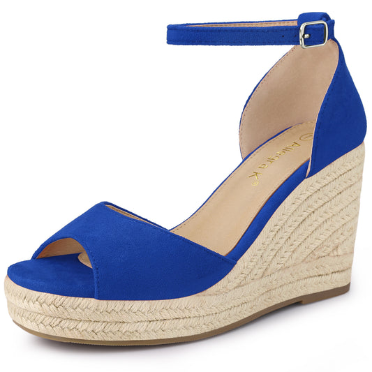 Sandalias de plataforma con tiras en el tobillo y tacón de cuña para mujer