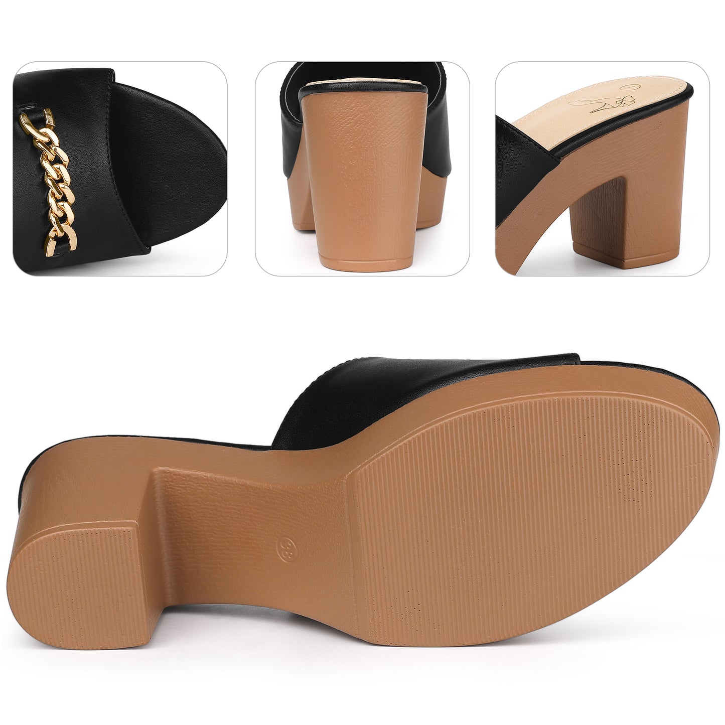 Sandalias de plataforma con tacón de bloque y punta abierta para mujer