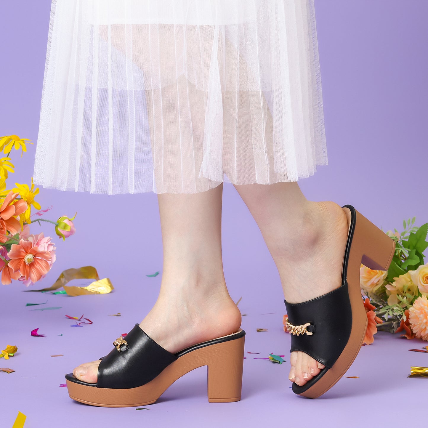 Sandalias de plataforma con tacón de bloque y punta abierta para mujer